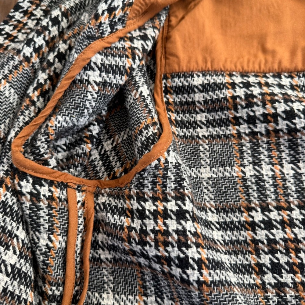 Yest The Netherlands Plaid Shacket Gray Brown Houndstooth Fringe Shirt Jacket 12 - Picture 10 of 10